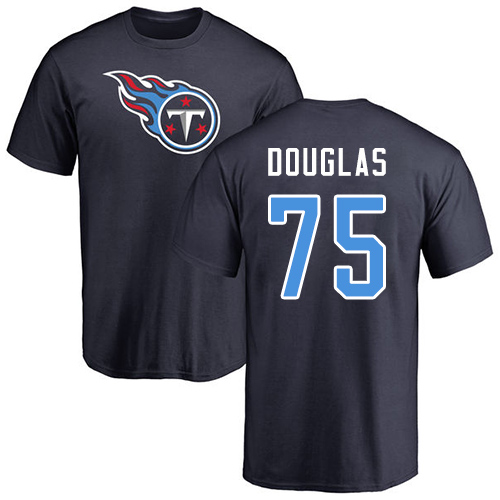 Tennessee Titans Men Navy Blue Jamil Douglas Name and Number Logo NFL Football #75 T Shirt->women nfl jersey->Women Jersey